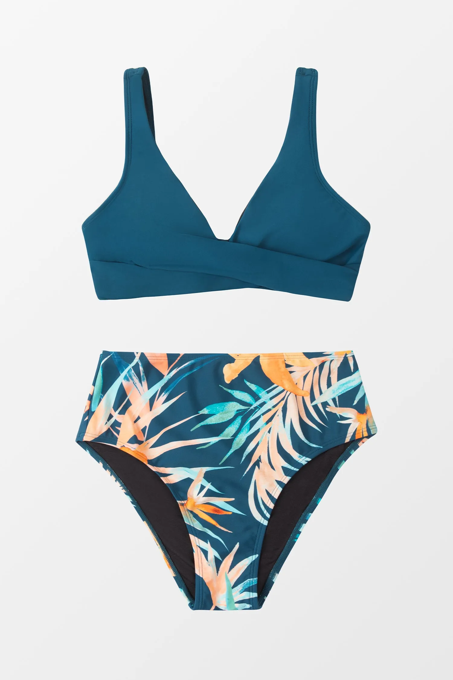 Wrap Bralette Top & Shoreline Tropical High Waist Bikini Swimsuit