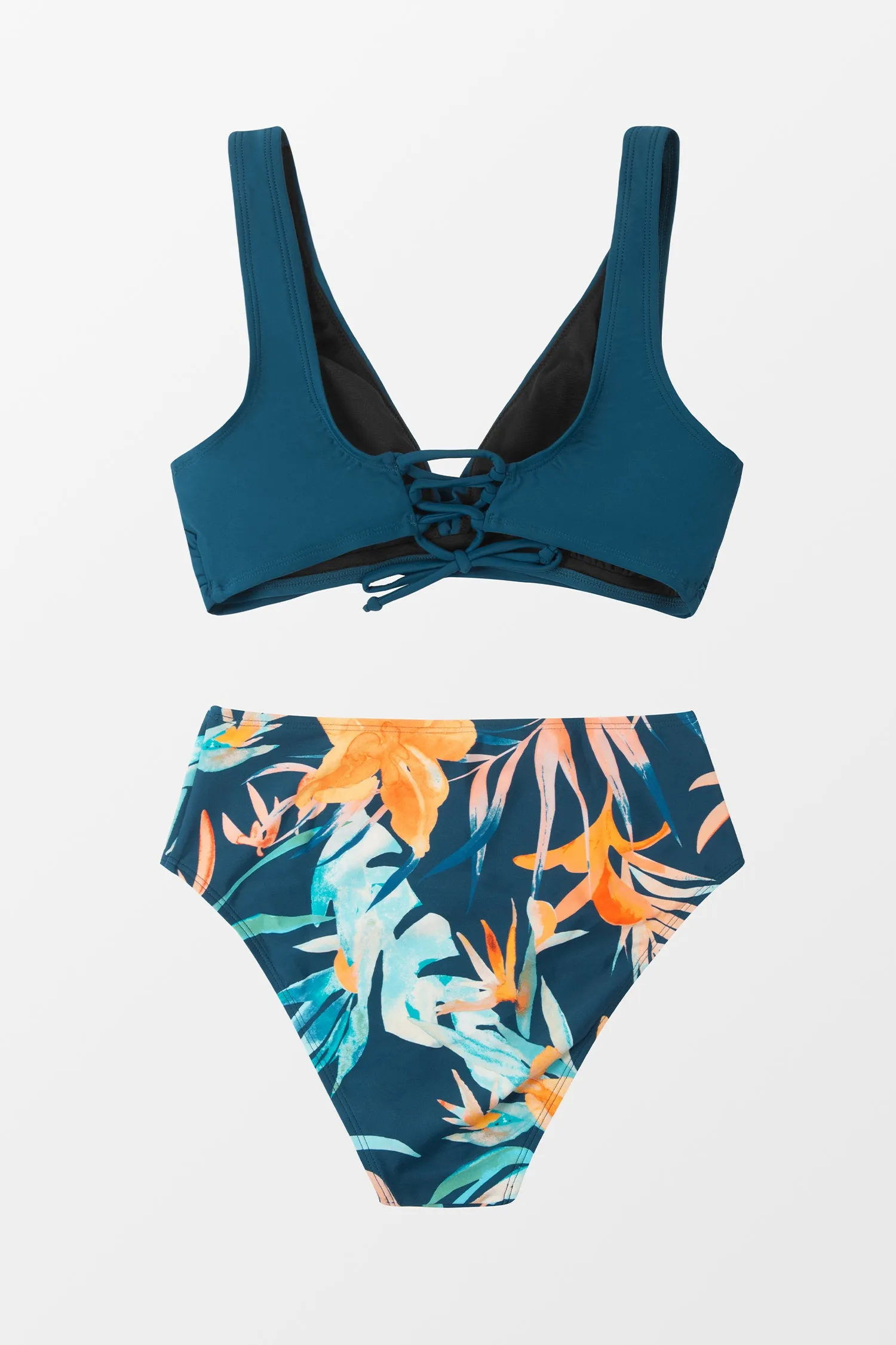 Wrap Bralette Top & Shoreline Tropical High Waist Bikini Swimsuit