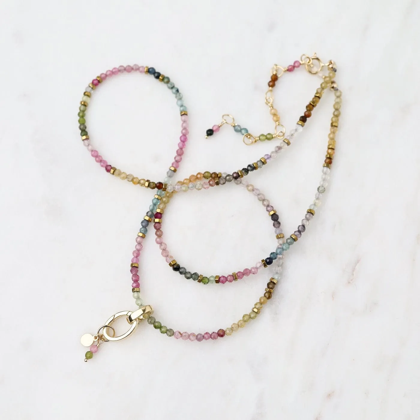 'Wrap' Watermelon Tourmaline Gemstone Charm Necklace