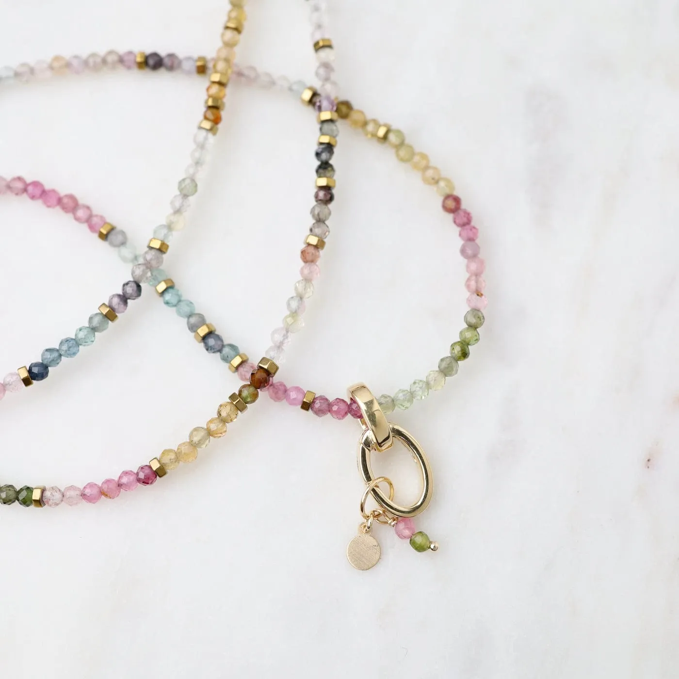 'Wrap' Watermelon Tourmaline Gemstone Charm Necklace