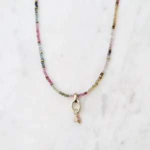 'Wrap' Watermelon Tourmaline Gemstone Charm Necklace