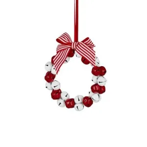 Wreath with Metal Bells Red/White 13cm