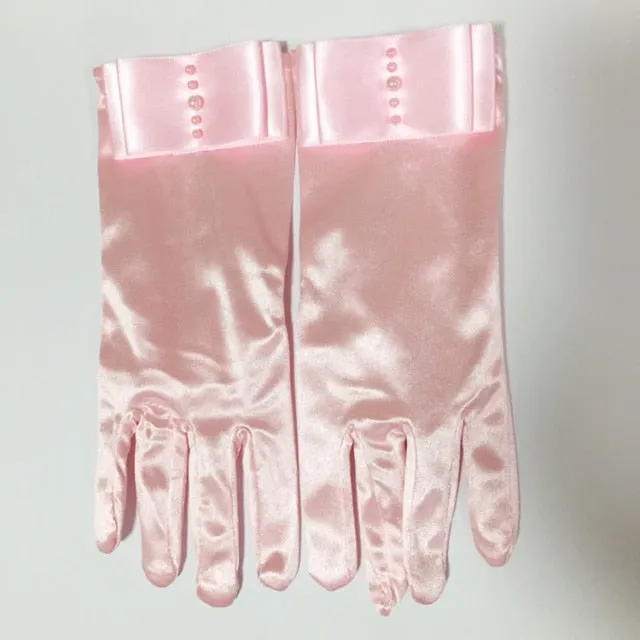 Wrist Length Bridal Gloves with Pretty Simulated Pearl Detail