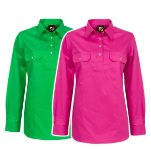 WSL505 LADIES LIGHTWEIGHT LONG SLEEVE CLOSED FRONT COTTON DRILL SHIRT