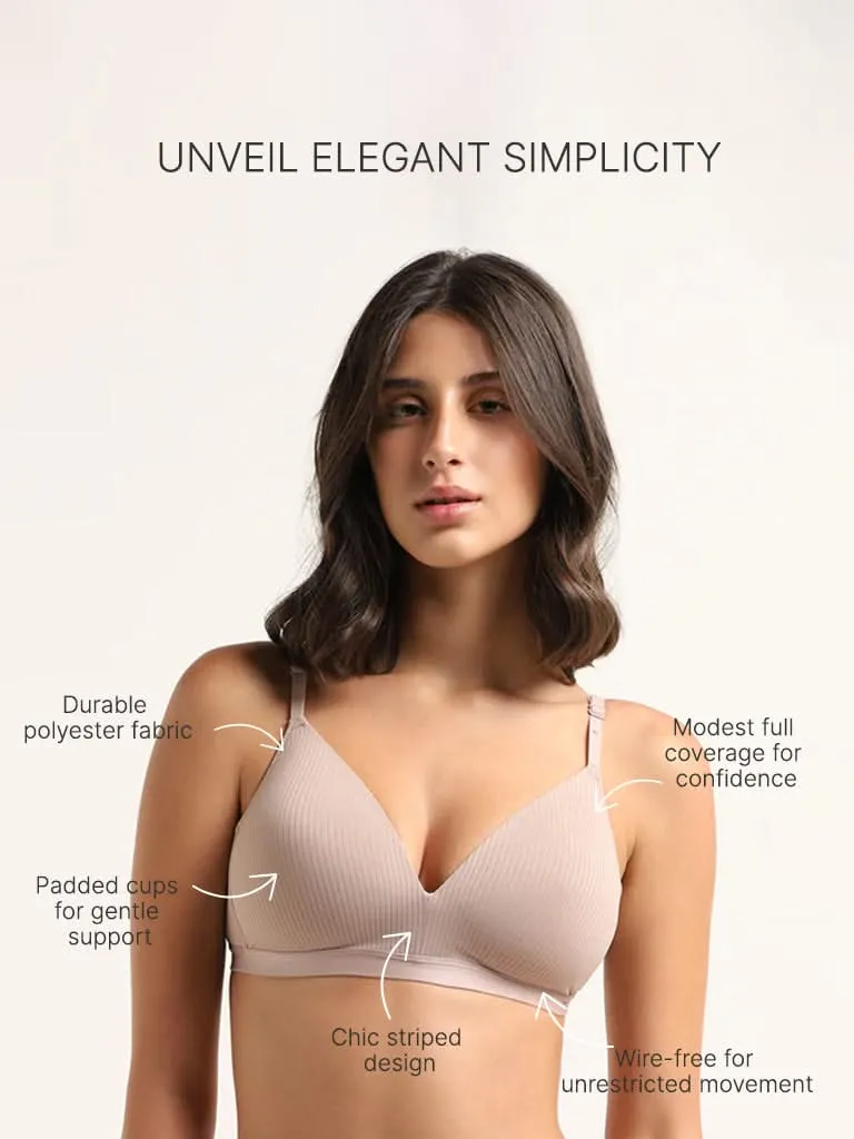 Wunderlove Light Beige Ribbed Bra