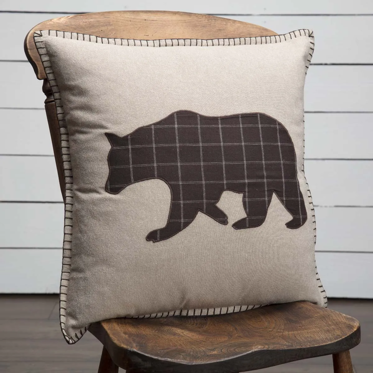 Wyatt Bear Applique Pillow 18x18