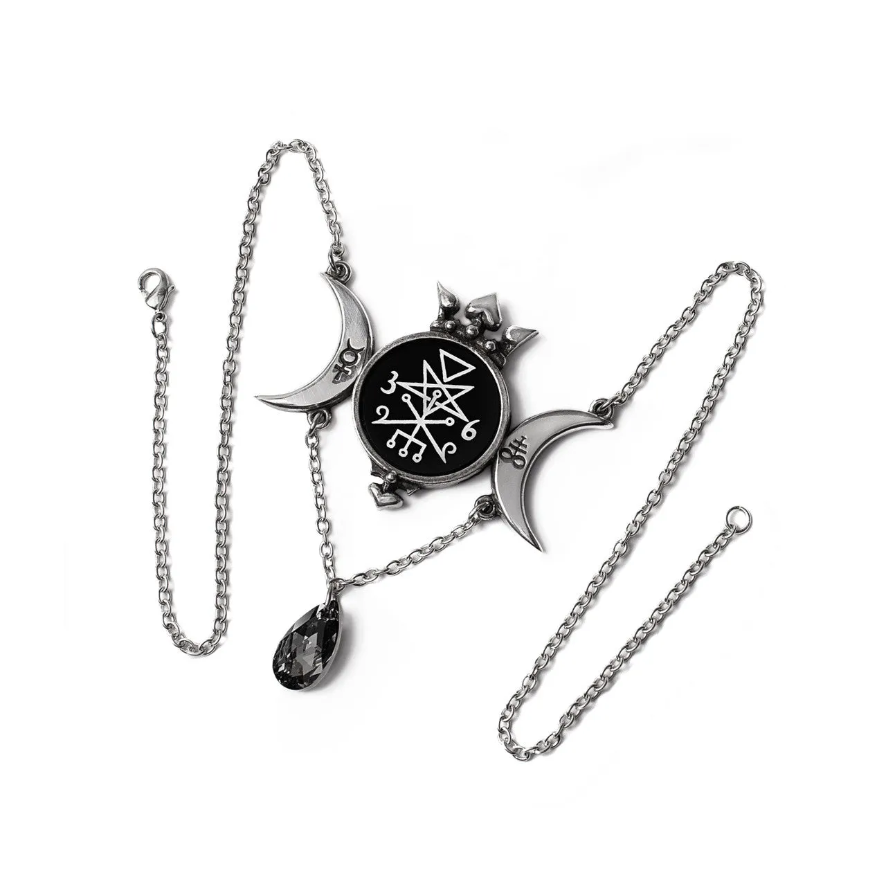 Wycca Queen Crystal Moon Pendant Necklace by Alchemy Gothic