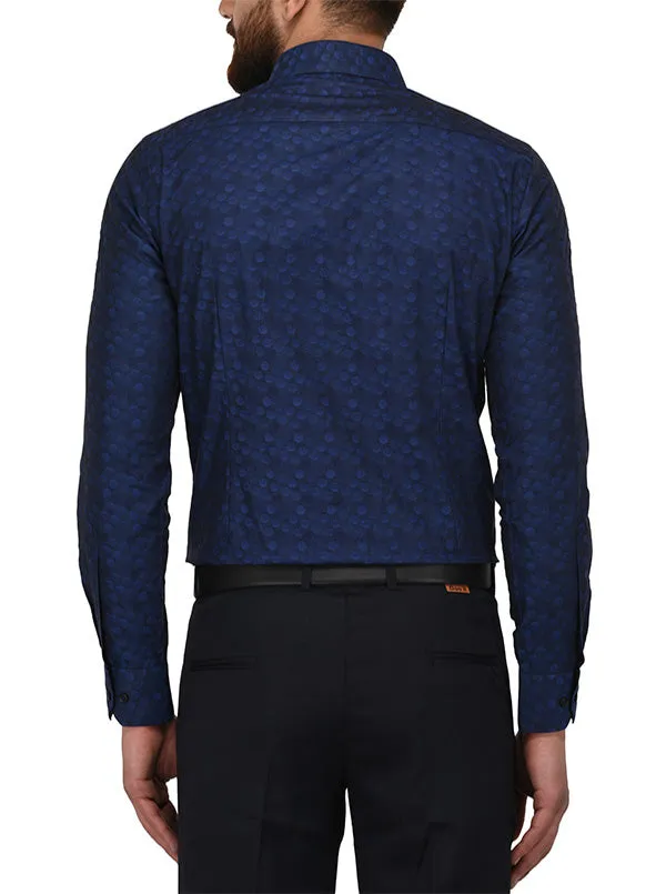 Wyre Navy Blue Slim Fit Party Wear Shirt