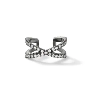 X Earcuff in 18K Blackened White Gold with White Diamonds