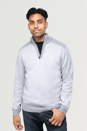 X RAY Men's Quarter Zip Pullover Top W/Contrast Shoulder Piecing