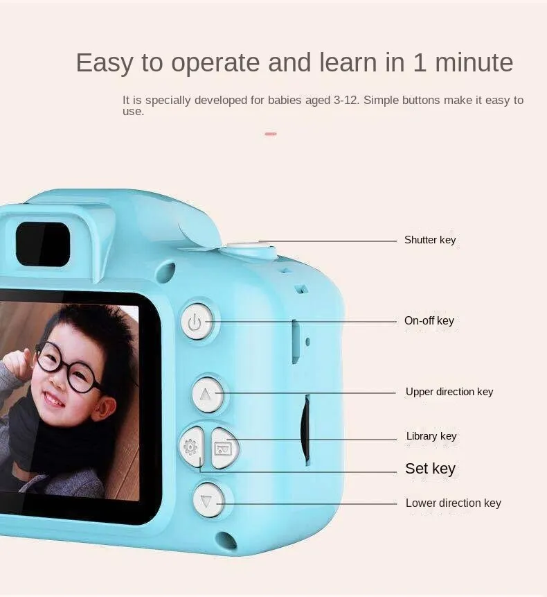 X2 Children's Camera 2.0-Inch Screen Children's Digital Camera Portable Cartoon SLR Camera