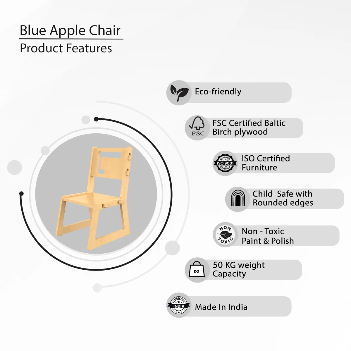 X&Y Blue Apple Chair - Natural