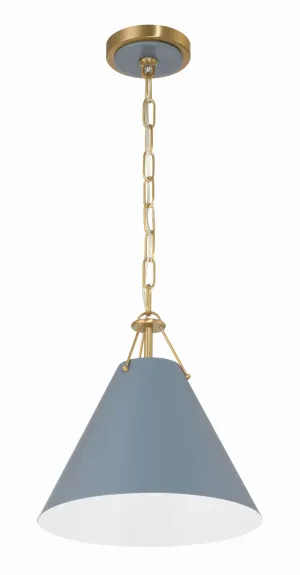 Xavier 1 Light Vibrant Gold   Blue Mini Pendant - C193-XAV-B8301-VG-BL