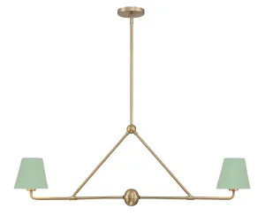 Xavier 2 Light Vibrant Gold   Green Chandelier - C193-XAV-B9302-VG-GR