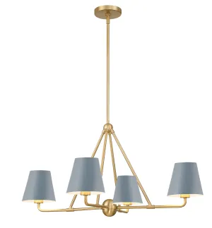 Xavier 4 Light Vibrant Gold   Blue Chandelier - C193-XAV-B9304-VG-BL