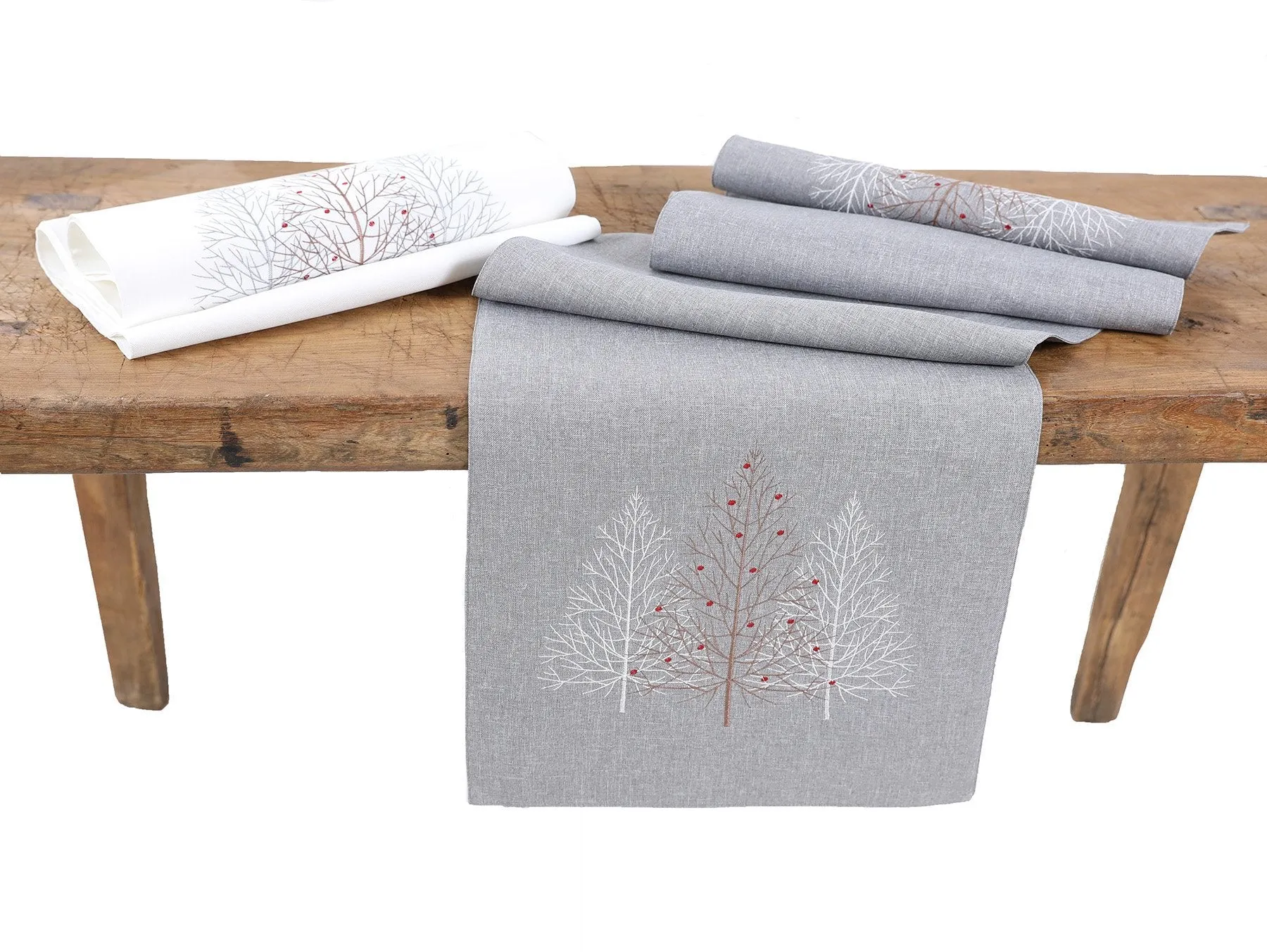 XD19803-Festive Trees Embroidered Christmas Table Runner 16 by