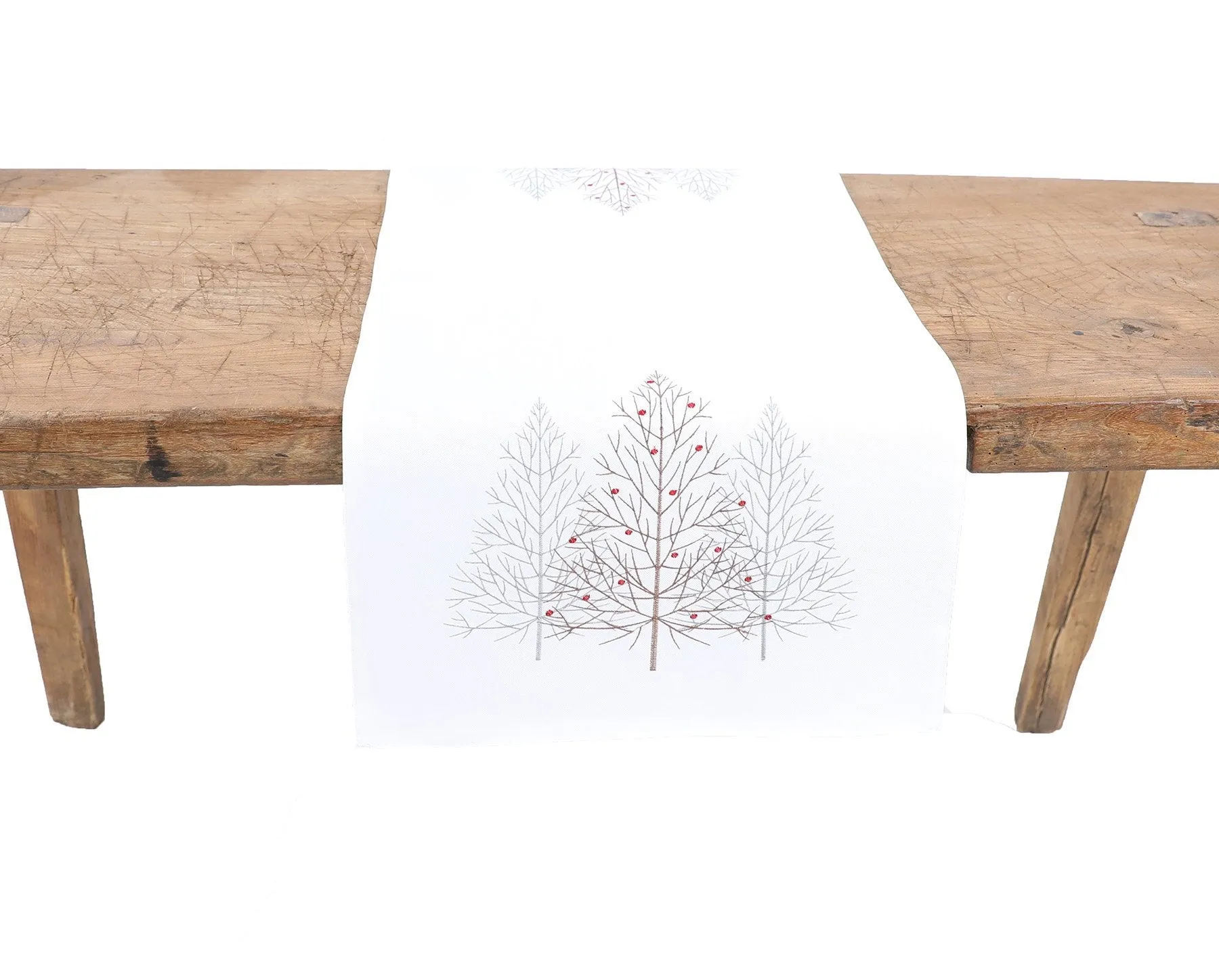 XD19803-Festive Trees Embroidered Christmas Table Runner 16 by