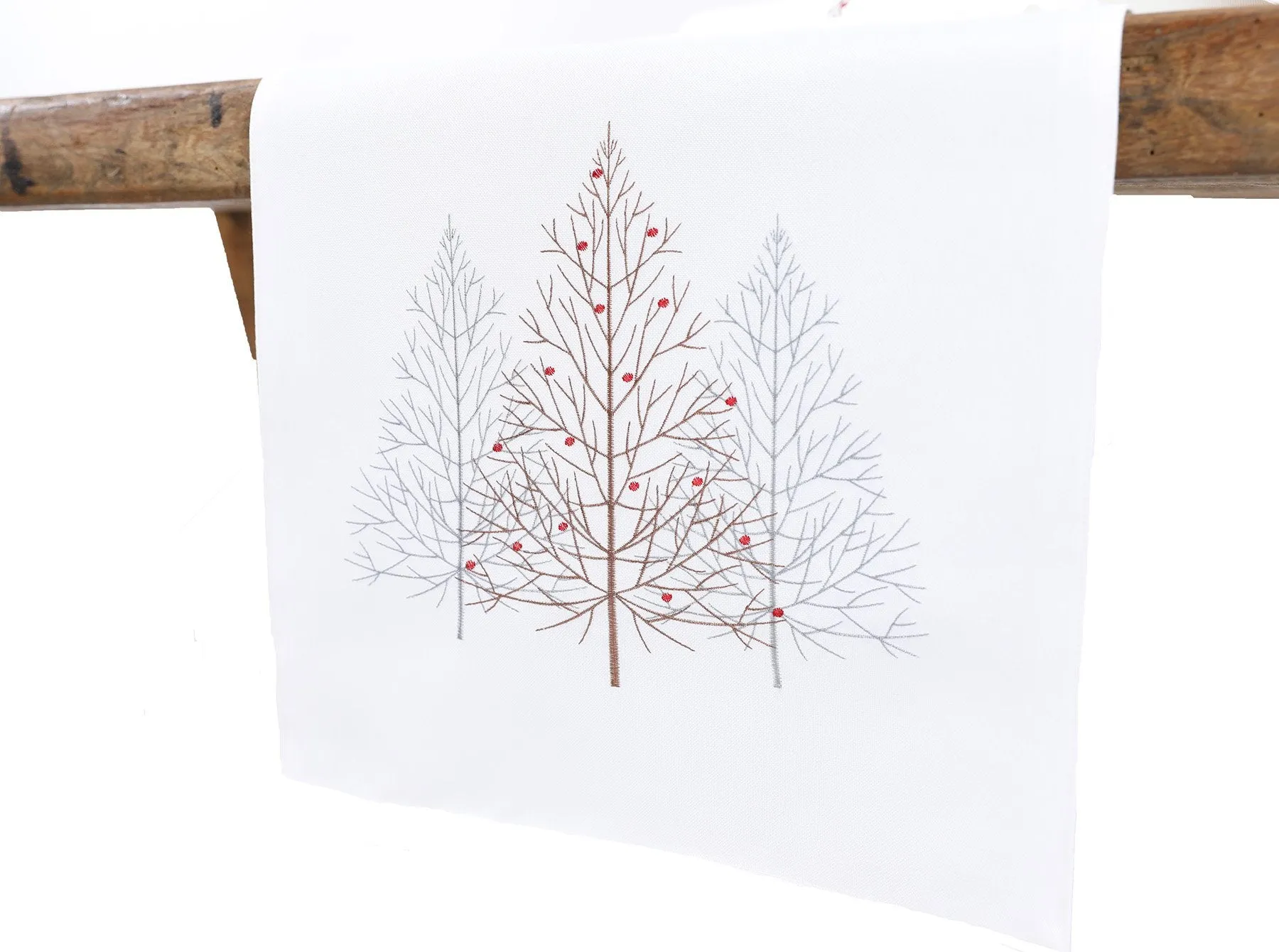 XD19803-Festive Trees Embroidered Christmas Table Runner 16 by