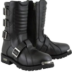 Xelement 1503 Men's Executioner Black Premium Leather Motorcycle Riders Boots