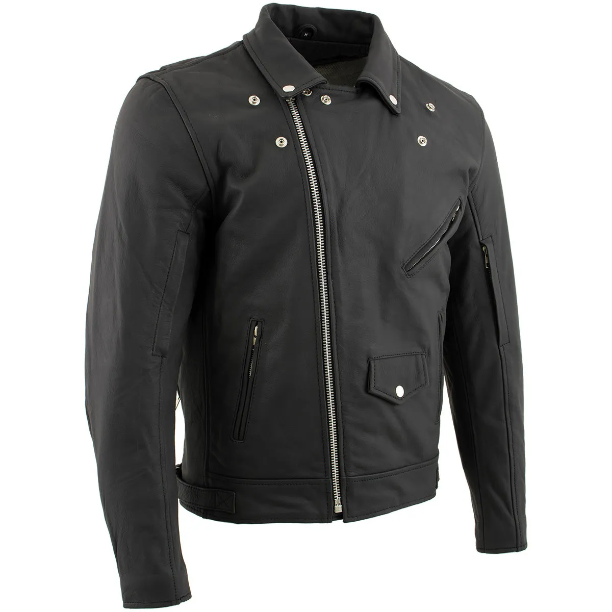 Xelement BXU10580 Men's 'Reaper' Matte Black Leather Motorcycle Biker Rider Jacket