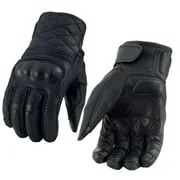 Xelement Men's Black Premium Leather Hard Knuckle Motorcycle Racing Gloves XG17500