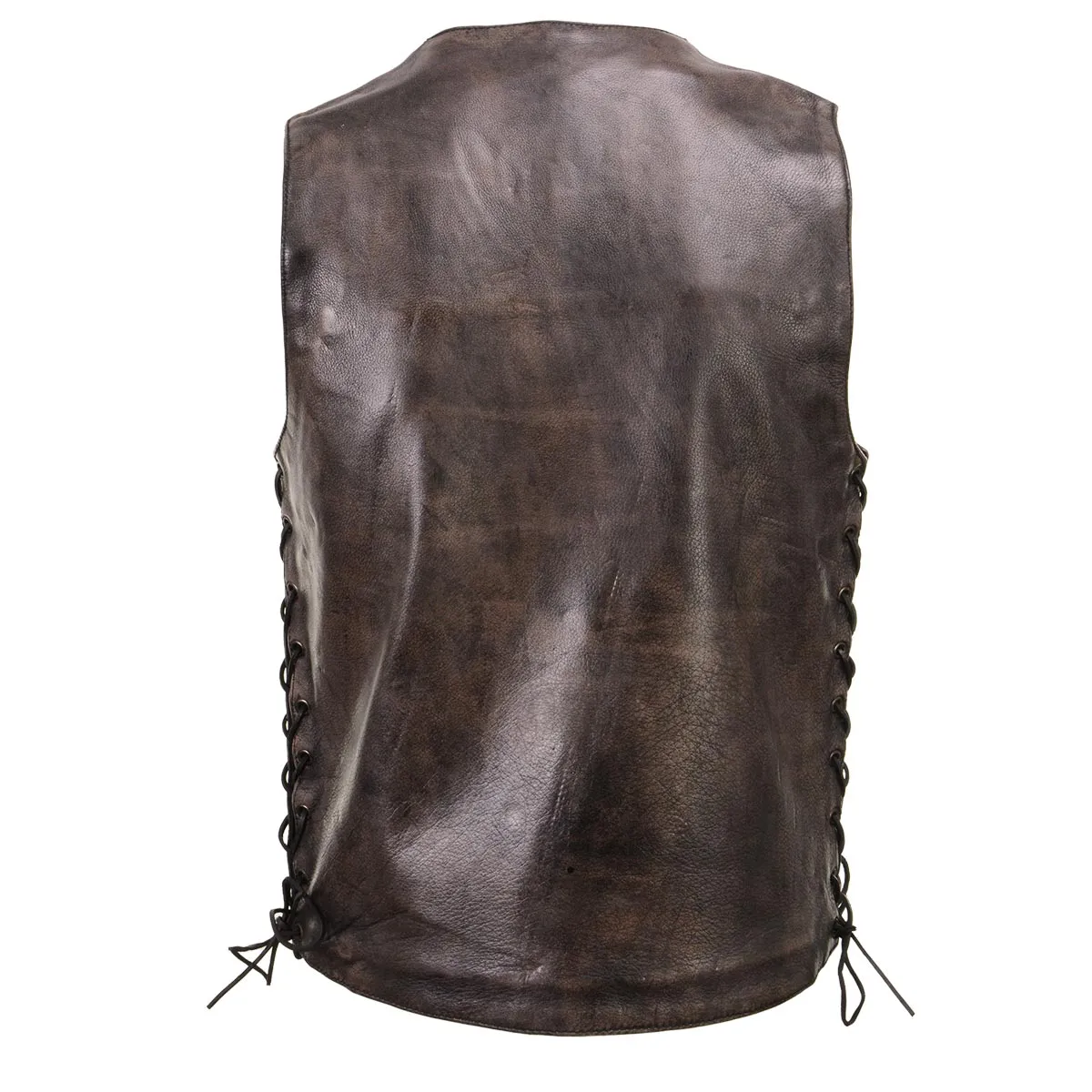 Xelement XS3540 Men's 'Wreck' Distressed Brown Multi-Pocket Motorcycle Biker Rider Leather Vest