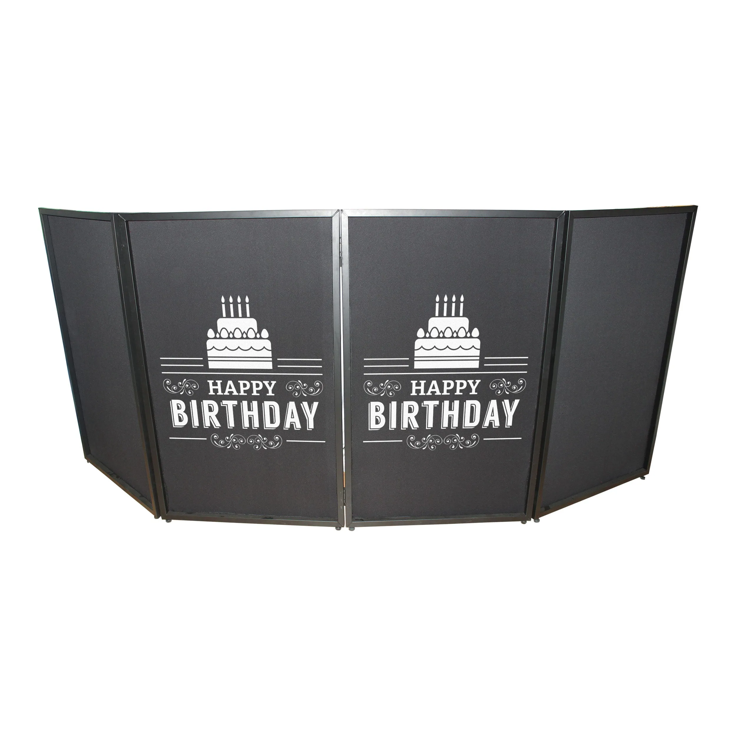 XF-SHBD21 Happy Birthday Facade Enhancement Scrim - White Print on Black | Set of Two