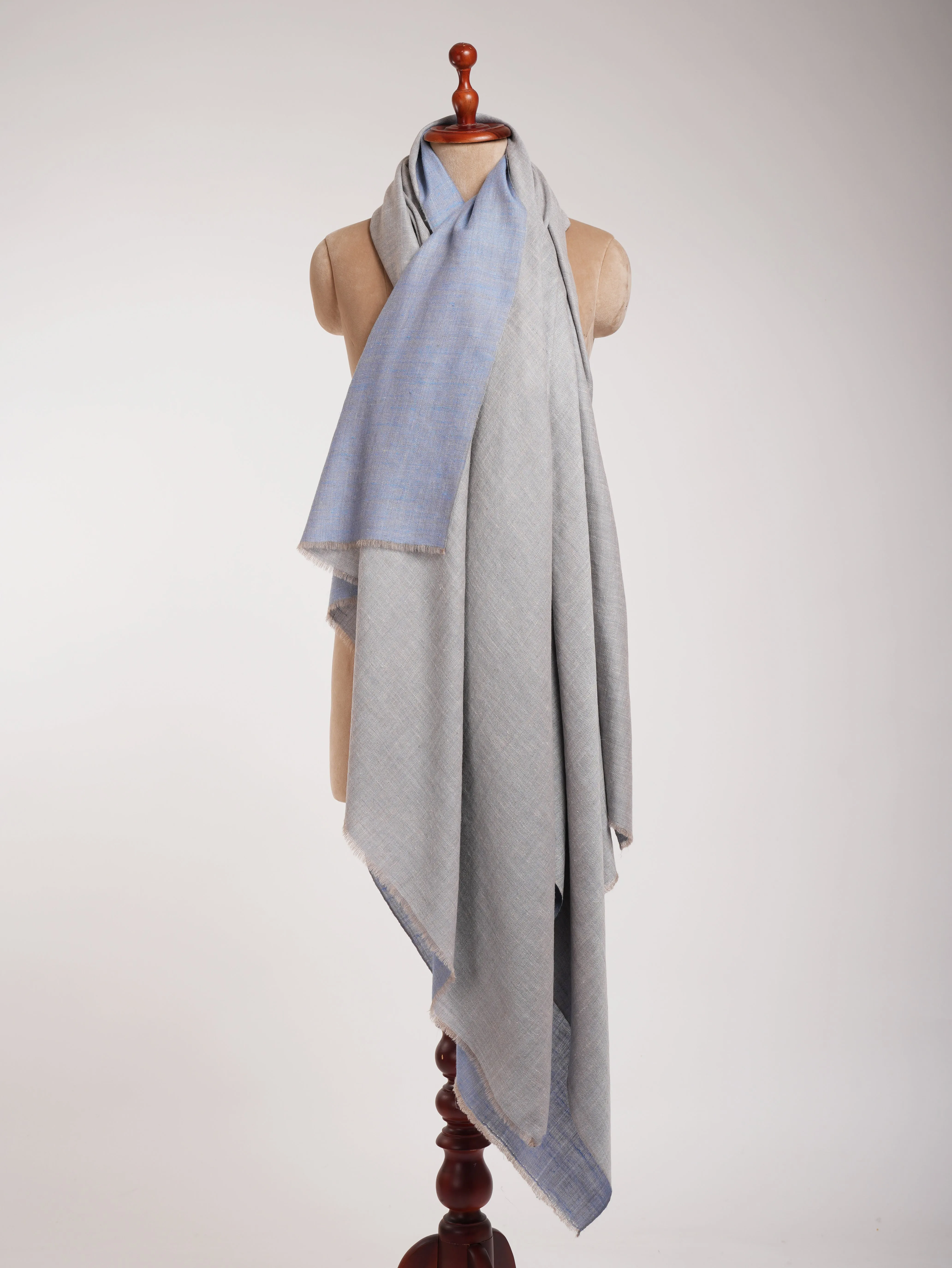 XL Baby Blue and Ivory Dual Shade Pashmina Wrap