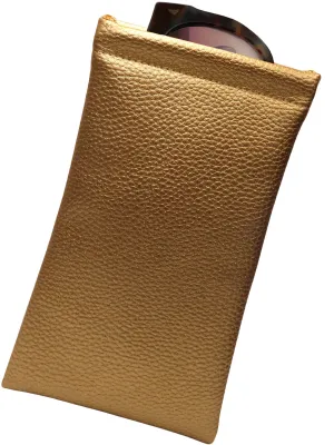 XL Soft Sunglasses Case Large Squeeze Top - Eyeglass Pouch w/Microfiber Cloth - Passport Holder - Accessory Pouch (CT8 Gold)