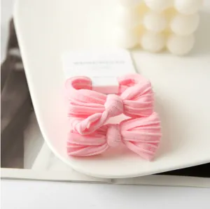 XO Fashion - HT5003 Bow Style Cute Design Hair Tie 2/unit: Pink