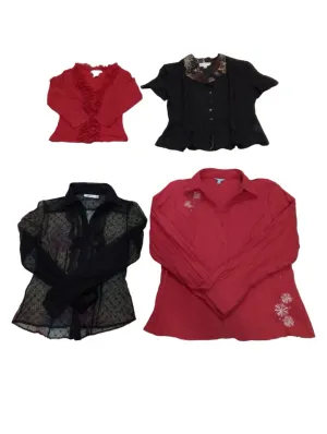 Y2k 2024 - Red Black Blouses - 18 pcs