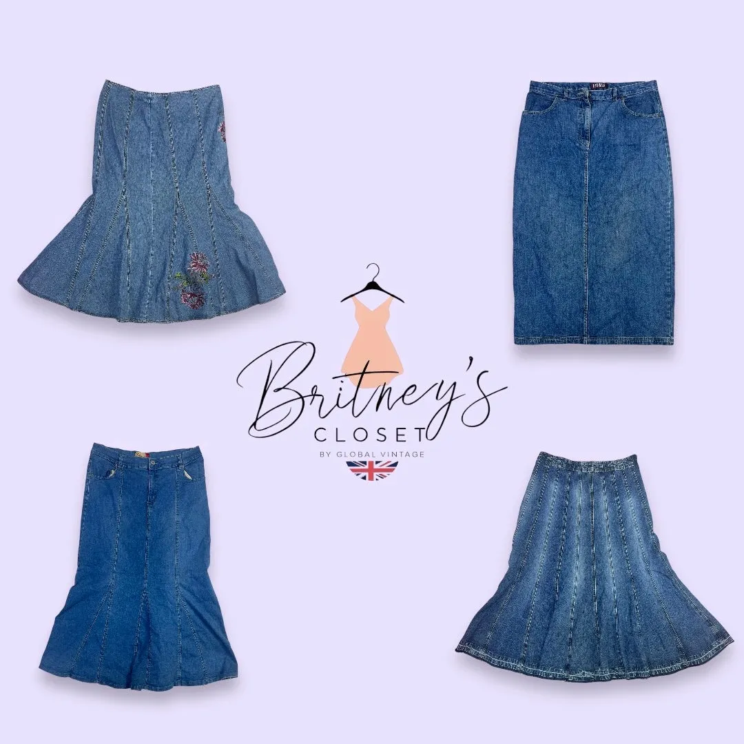 Y2K 90s Denim Structured Long Skirts - 10 Pieces ( BC-10-30 )