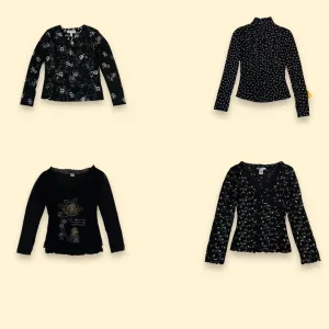 Y2K Black Elegance Long Sleeve Blouse (GRV-8-34)