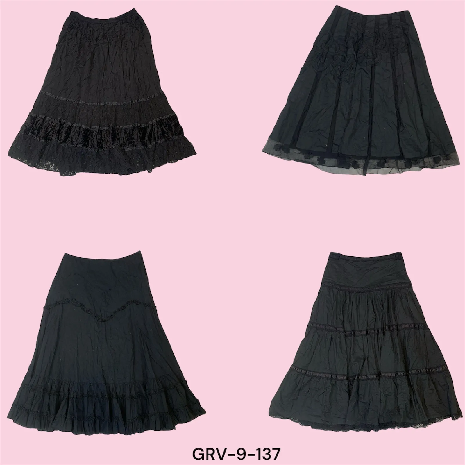 Y2K Cotton Black Long Skirt – Effortlessly Chic and Stylish(9-137)