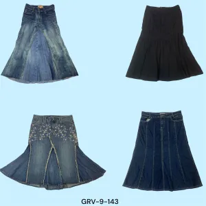 Y2K Long Denim Skirt – A Must-Have for Retro Lovers(9-143)