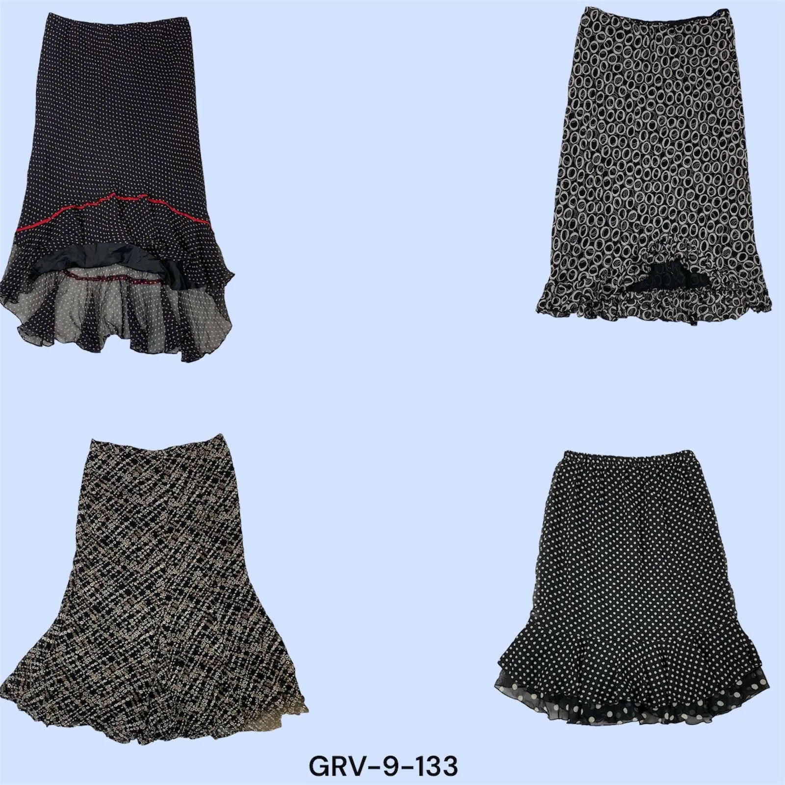 Y2K Poly Skirt with Polka Dots – Flirty and Fashion-Forward(9-133)