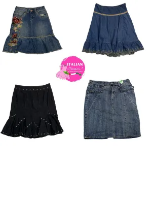 Y2K Unique Midi Embellished Denim Skirts