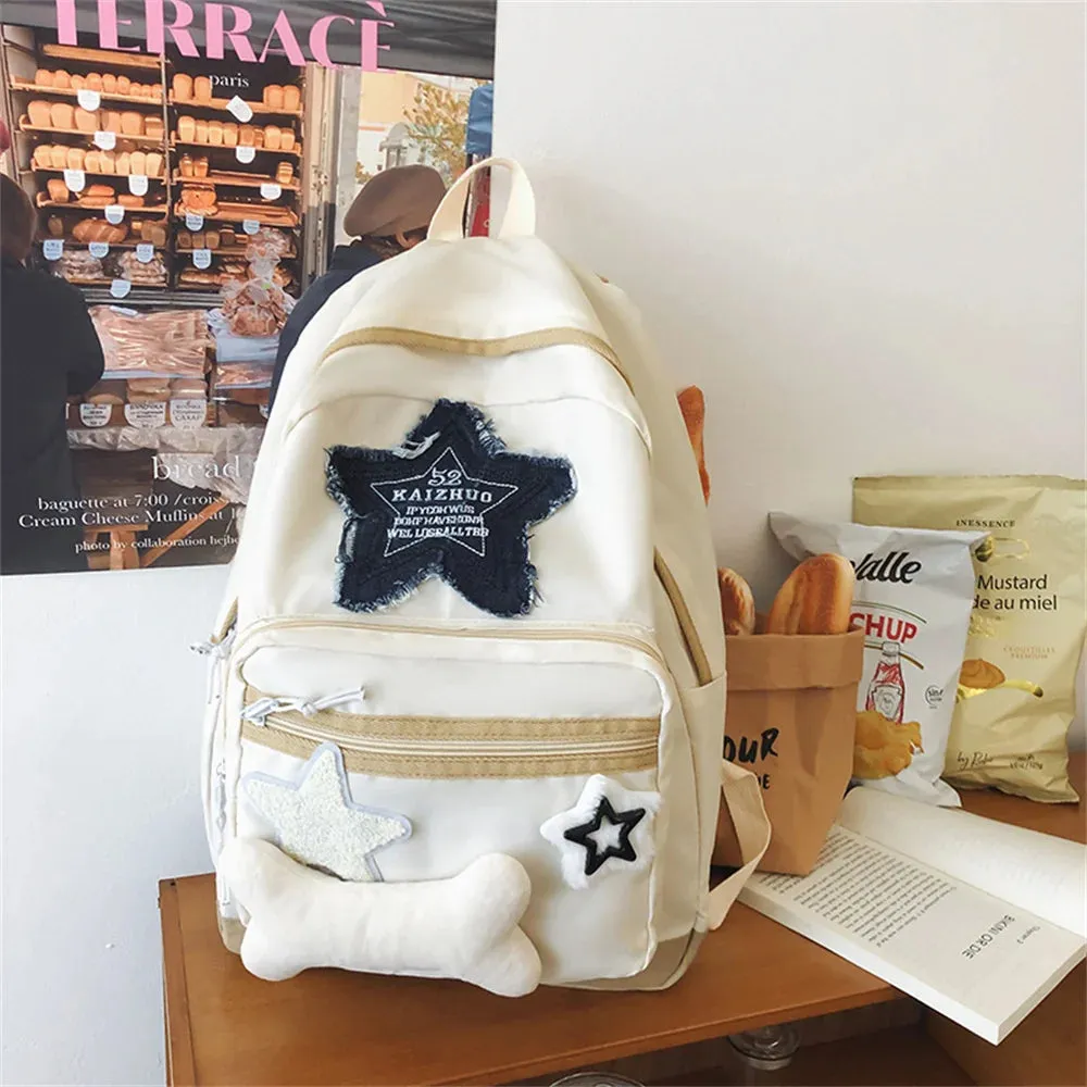 Y2K Women's Backpacks Star Pattern girls Schoolbag Casual Travel Backpack Large Capacity Student Schoolbag Denim Shoulder Bag