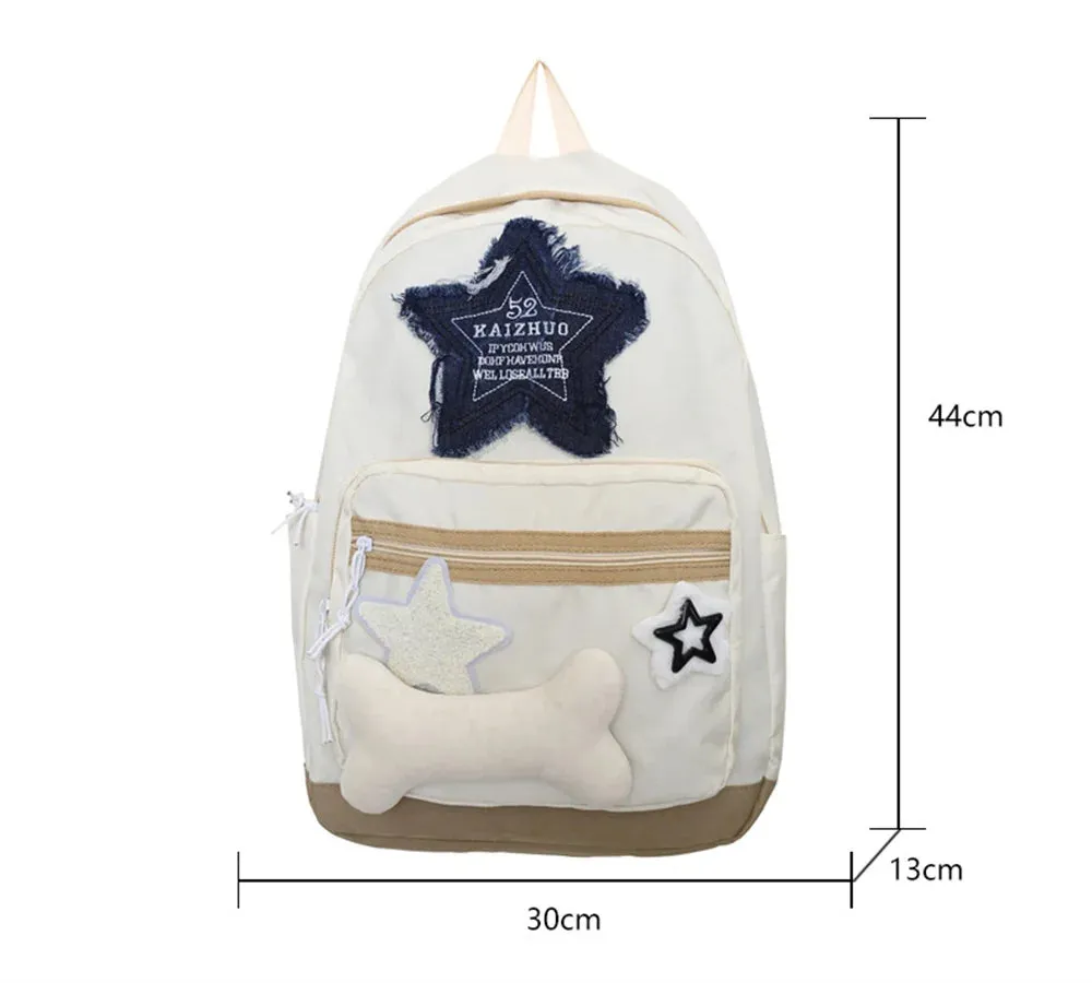 Y2K Women's Backpacks Star Pattern girls Schoolbag Casual Travel Backpack Large Capacity Student Schoolbag Denim Shoulder Bag