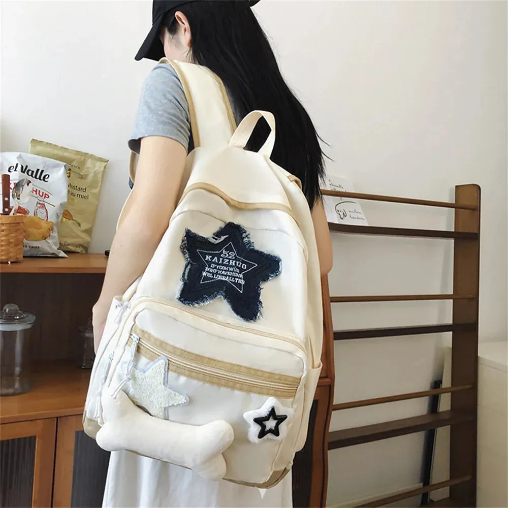 Y2K Women's Backpacks Star Pattern girls Schoolbag Casual Travel Backpack Large Capacity Student Schoolbag Denim Shoulder Bag