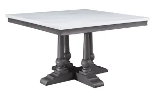 Yabeina - Dining Table - Marble Top & Gray Oak Finish - 30"