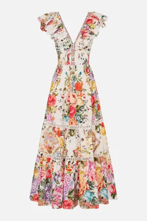 Yanet Floral Print Ruffled Midi Dress