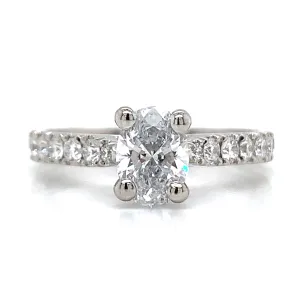 Yasmin - Platinum 1.01ct Laboratory Oval Diamond Engagement Ring with Castle Set Shoulders