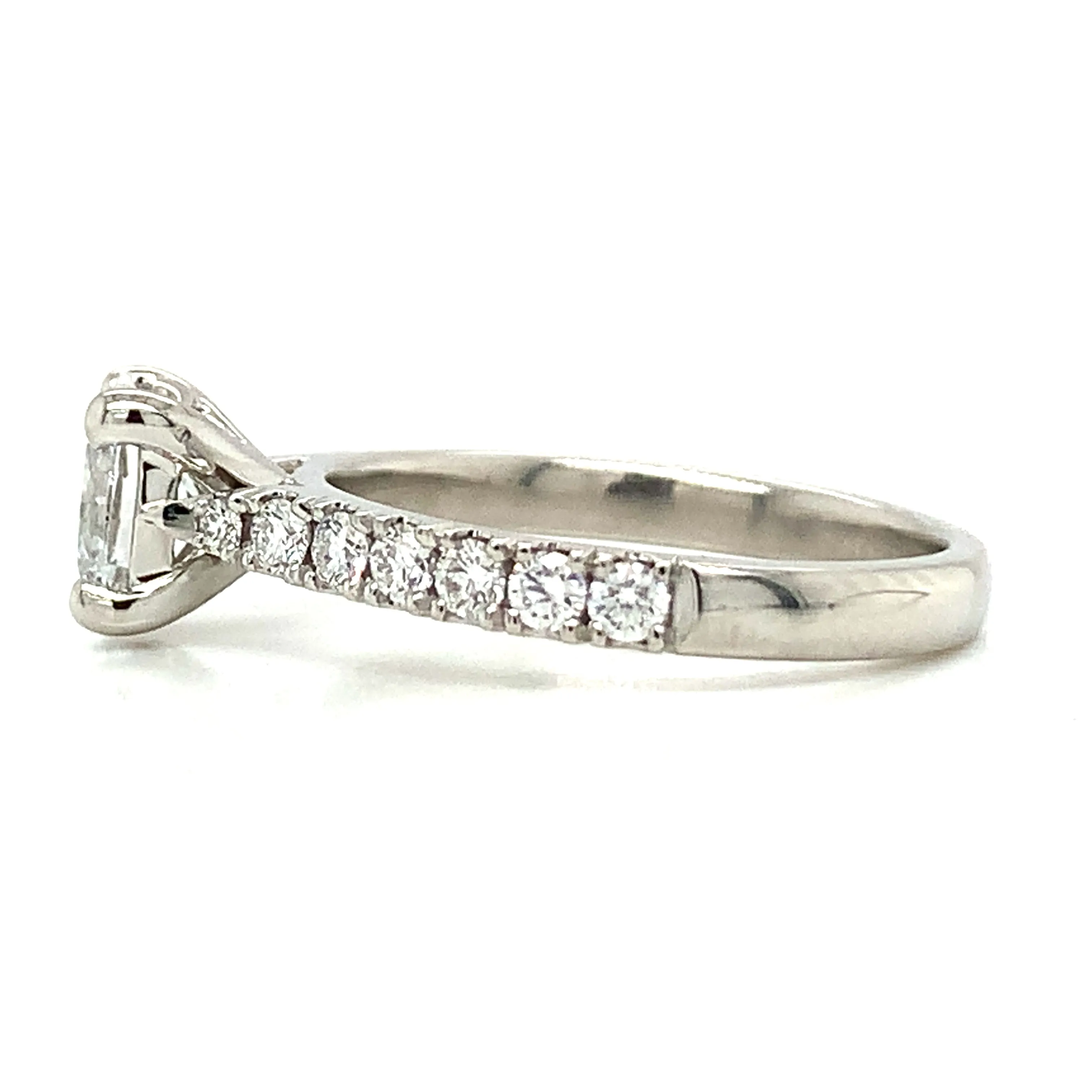 Yasmin - Platinum 1.01ct Laboratory Oval Diamond Engagement Ring with Castle Set Shoulders