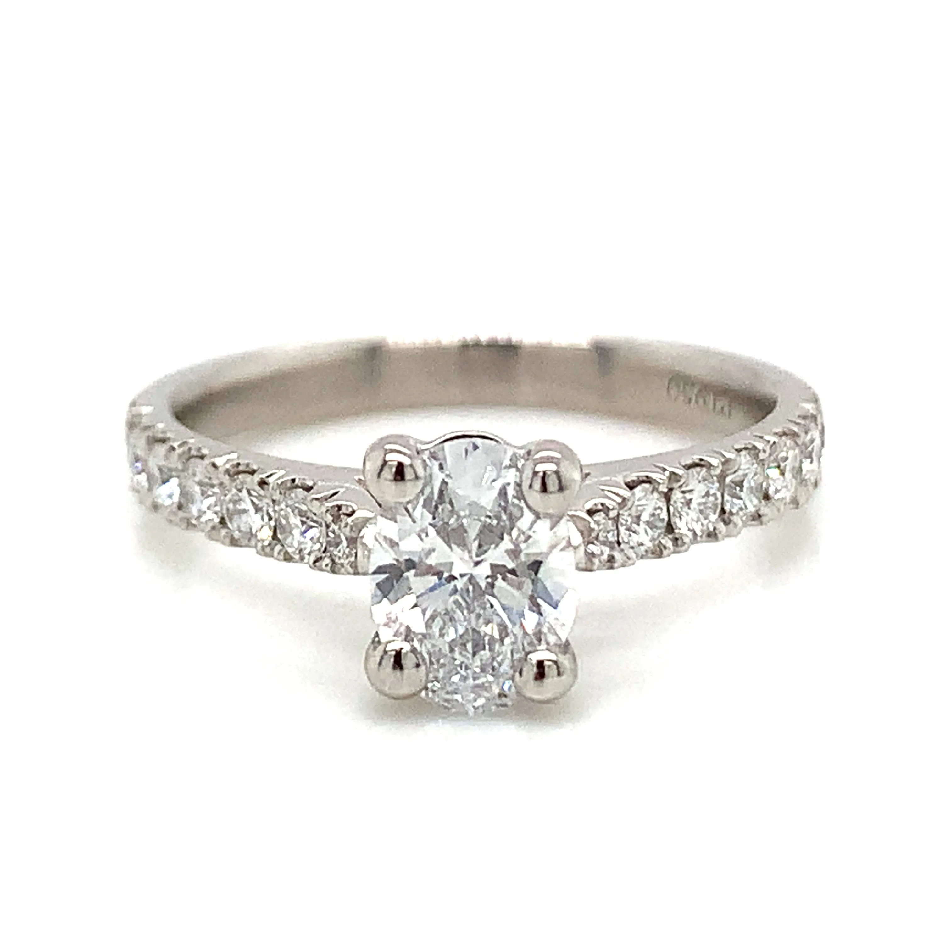 Yasmin - Platinum 1.01ct Laboratory Oval Diamond Engagement Ring with Castle Set Shoulders