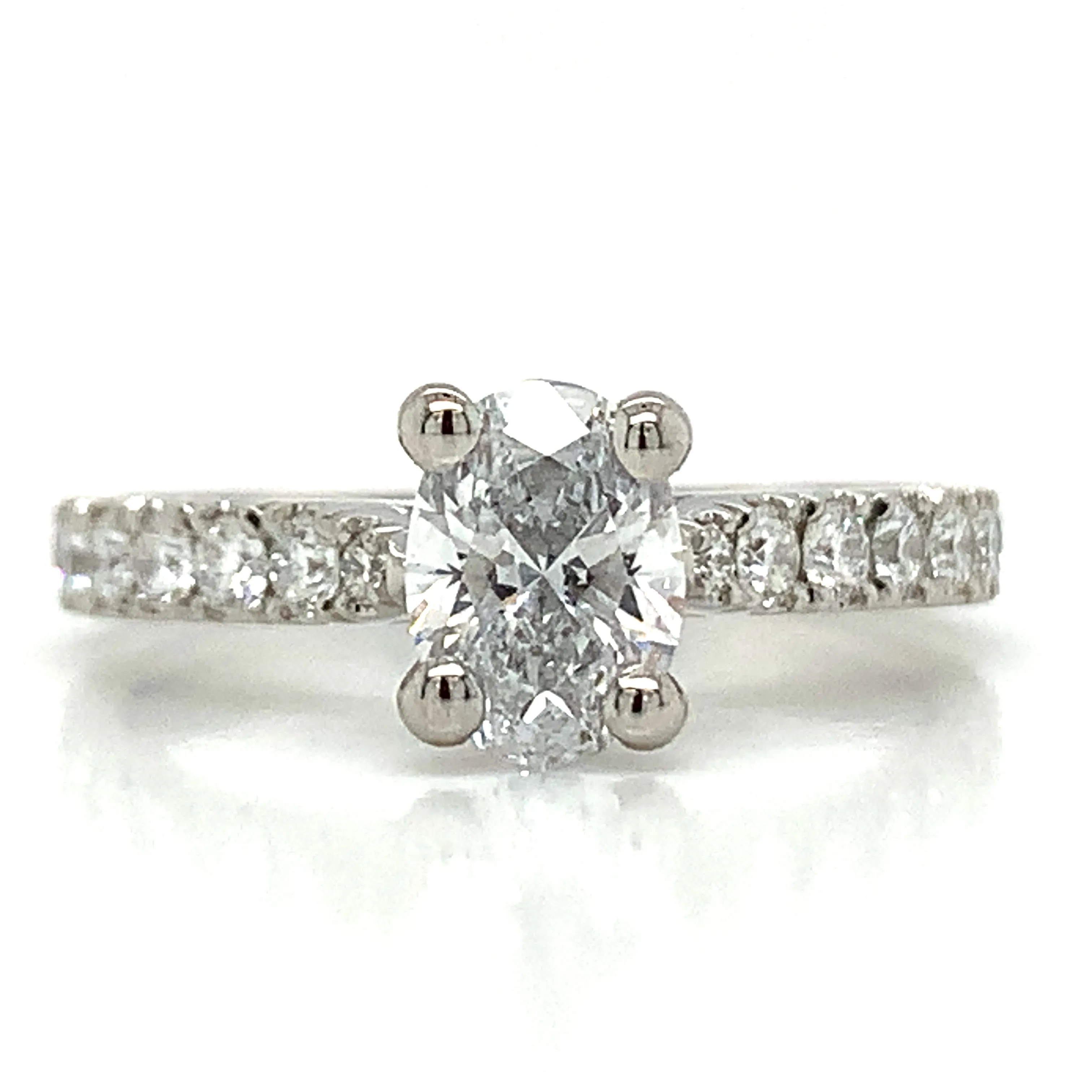 Yasmin - Platinum 1.01ct Laboratory Oval Diamond Engagement Ring with Castle Set Shoulders