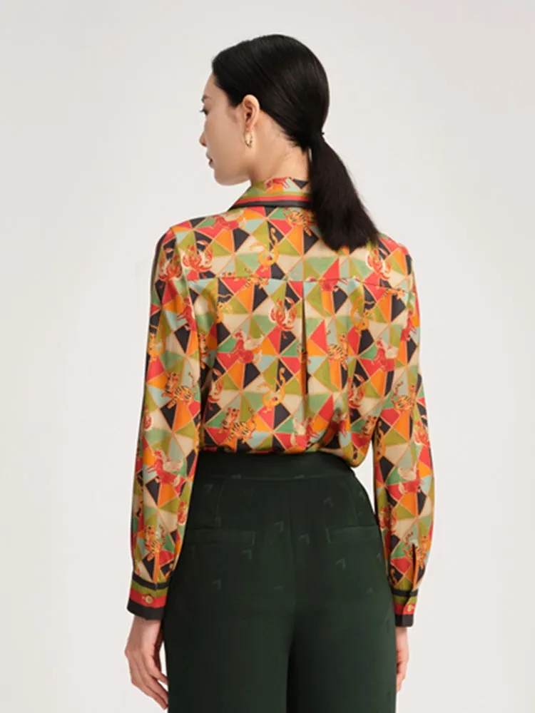 YAYING Animal&Geometric Printed Blouse