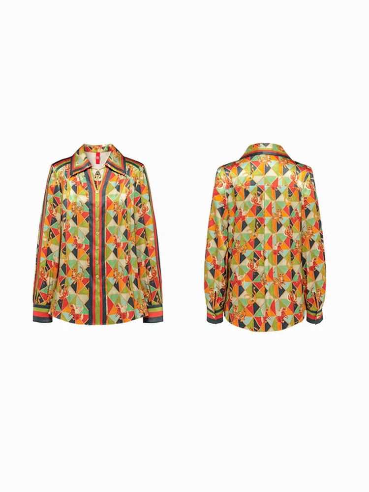 YAYING Animal&Geometric Printed Blouse