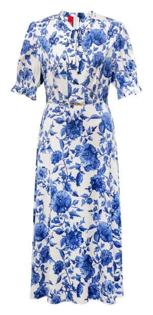 YAYING Mulberry Silk Floral Print Dress