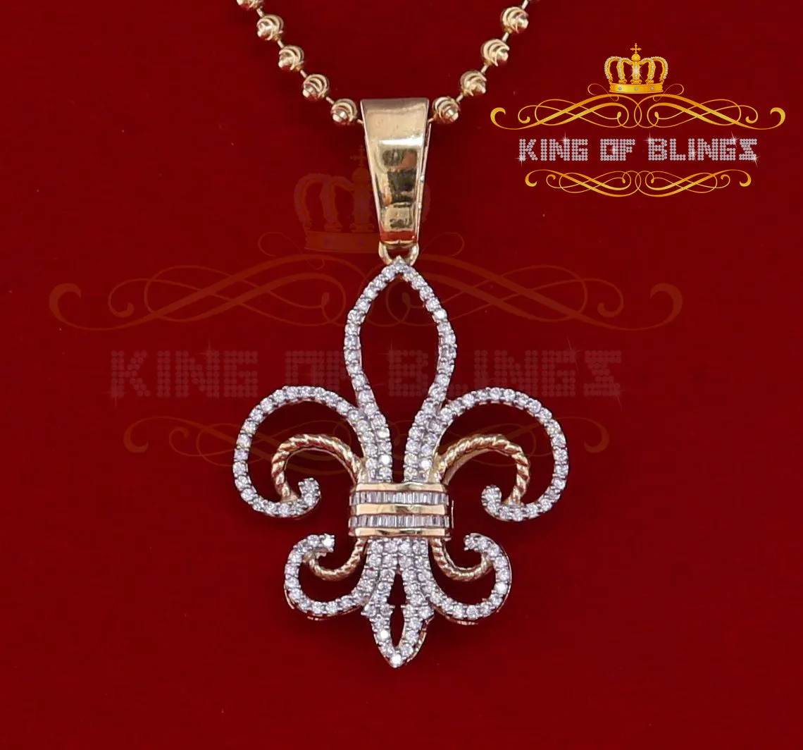 Yellow 925 Sterling Silver Fleur de Lis Pendant with 3.20ct Cubic Zirconia Stone